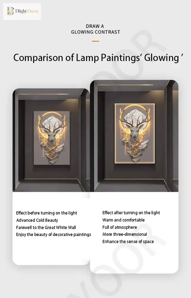 Dlight Decor Reindeer Wall Glow for Luxe Entry Spaces Wall Art
