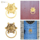 Set of floral ring pull door knockers in gold and bronze tones