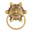 Bronze-tone floral ring pull door knocker with raised petal centerpiece