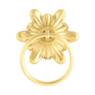 Gold-tone floral ring pull door knocker, centered close-up view