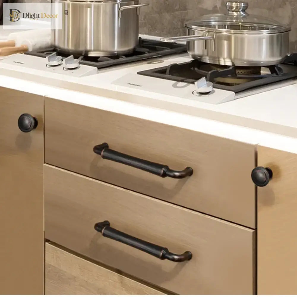 Retro Bronze and Black-Red Cabinet Handles - Nordic Square Zinc Alloy Pulls for Wardrobes and Furniture Handles