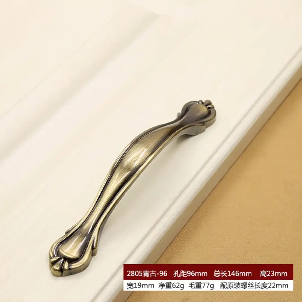 Retro Bronze Cabinet Handles - Antique Metal Kitchen Door Pulls and Wardrobe Knobs 128mm 2805-96mm Handles