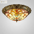 European - Style Tiffany Circular Ceiling Lamp - Retro Elegance For Living Rooms Bedrooms Corridors