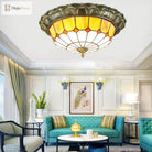 European - Style Tiffany Circular Ceiling Lamp - Retro Elegance For Living Rooms Bedrooms Corridors