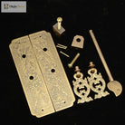 Retro Chinese-Style Antique Copper Brass Shade Carved Door Handles (13cm/16cm) Handles