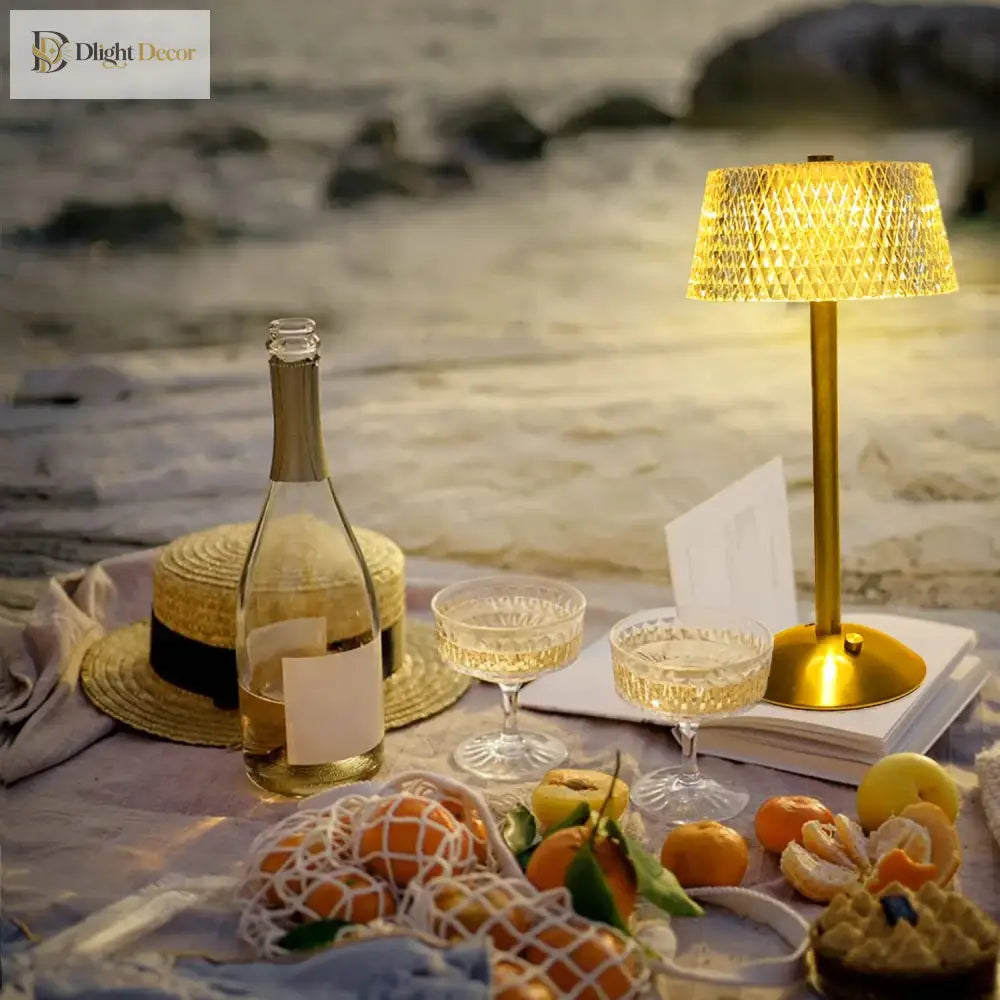 Crystal Diamond Table Lamp - Retro Led Bar Desk With Usb Rechargeable Eye Protection Night Light