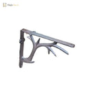 Retro iron triangle shelf bracket, dark metal, single wall-mount support with curved arms