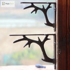 Retro iron triangle shelf bracket, dark metal, two mounting rows with star-shaped arms