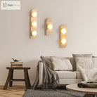 Retro Three - Head Natural Stone Art Wall Lamp - Yellow Travertine And White Glass Lampshade For