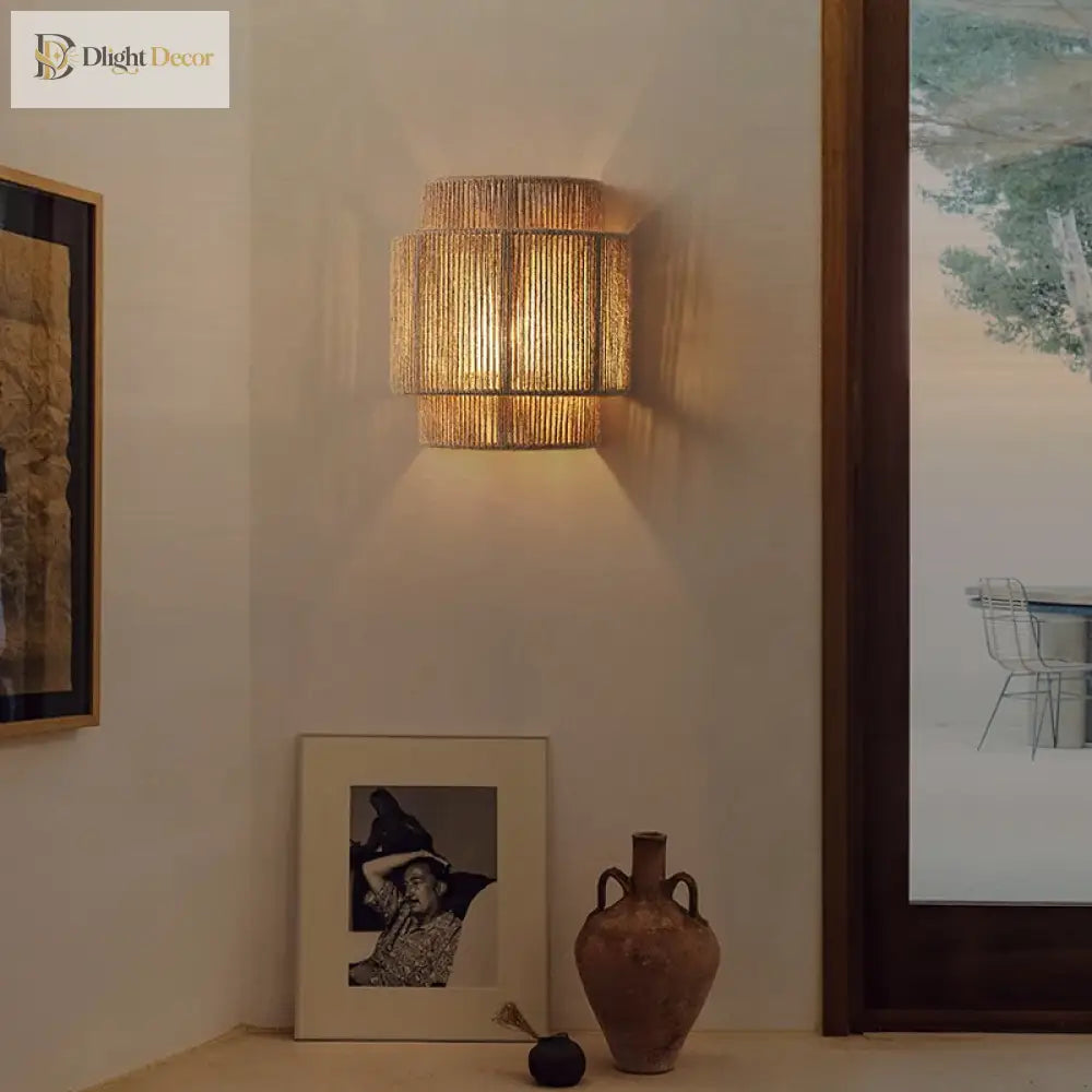 Retro Bohemian Rattan Wall Lamp - Artistic Lighting For Bedroom Restaurant And More Wall Lamp