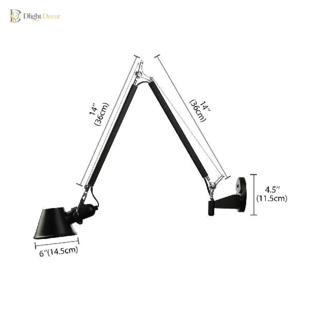 Retro Swing Arm Wall Lamp With Metallic Finish And Tapered Design - Ideal For Study Room Lighting