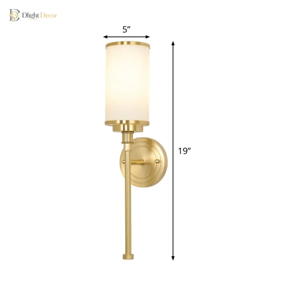 Riley Modern Gold Wall Sconce With Milky Glass Shade