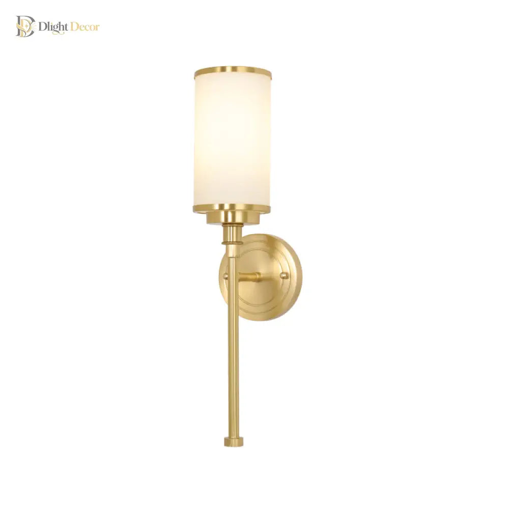 Riley Modern Gold Wall Sconce With Milky Glass Shade