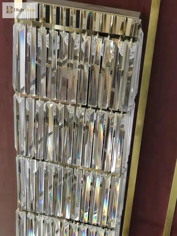 Riley - Luxury Rectangle Crystal Wall Silve Lamp For Department Aisle Corridor Bedroom Sconce Tv