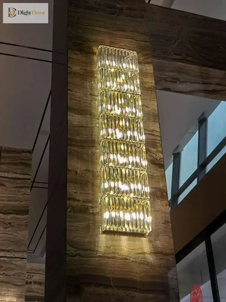 Riley - Luxury Rectangle Crystal Wall Silve Lamp For Department Aisle Corridor Bedroom Sconce Tv