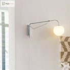 Rocker Arm Wall Lamp - Modern Bedroom And Living Room Reading Light With Milky White Glass Bubble