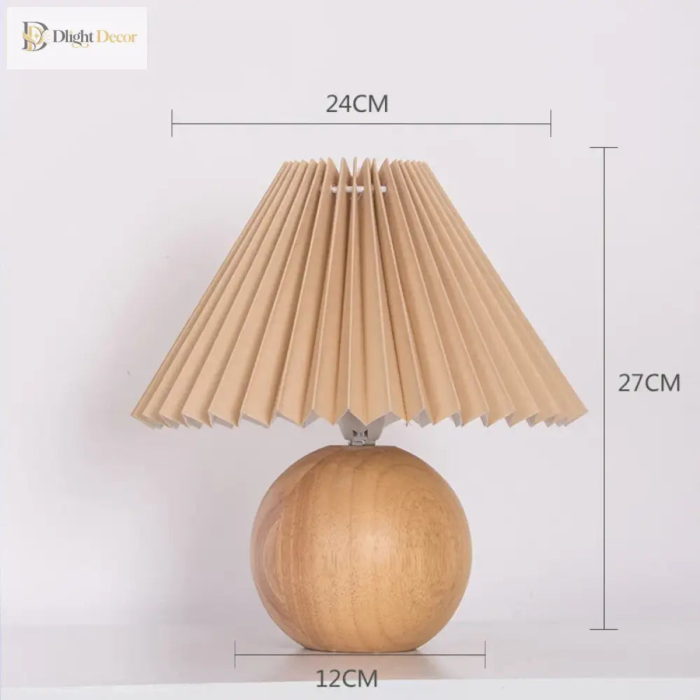 Vintage Pleated Table Lamp With Led E27 Tricolored Bulb - Charming Decorative Night Light For