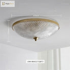 Round flush-mount ceiling light with clear faceted glass shade and gold rim; E27 shown