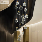 Round Crystal Pendant Light For Living Room Dining Stair Lamp Decoration Exhibition Hall Pendant