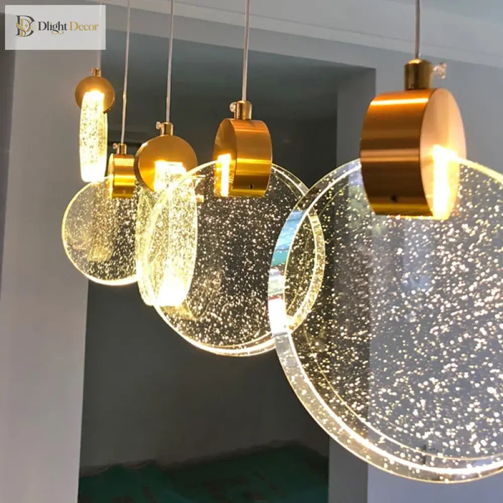 Round Crystal Pendant Light For Living Room Dining Stair Lamp Decoration Exhibition Hall Pendant