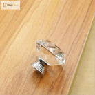 Round Cut Crystal Ball Knobs – Polished Chrome Cabinet Handles in 30mm 40mm 50mm (Clear Pink Blue Green Amber) Knob