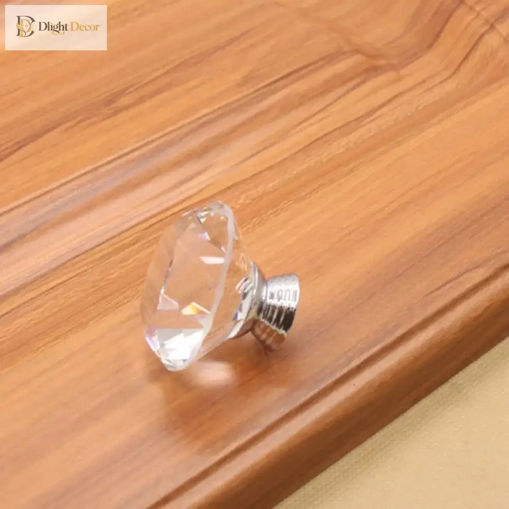 Round Cut Crystal Ball Knobs – Polished Chrome Cabinet Handles in 30mm 40mm 50mm (Clear Pink Blue Green Amber) Knob