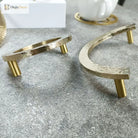 Round Hammered Brass Wardrobe Handles – Modern Knobs for Drawers Dressers and Cabinets (Circle & Semi-Circle) Handles