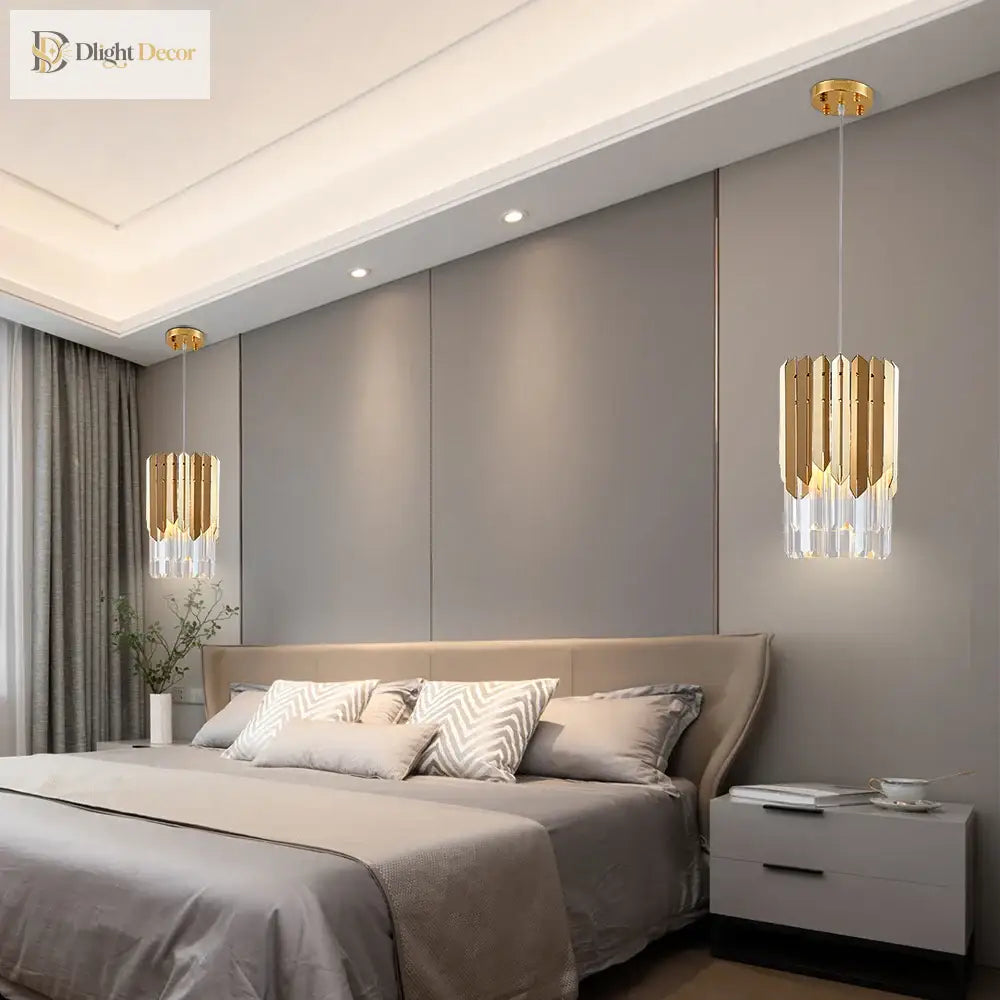 Round Gold K9 Crystal Led Chandelier For Living Spaces - Dining Bedroom And More Pendant Lights