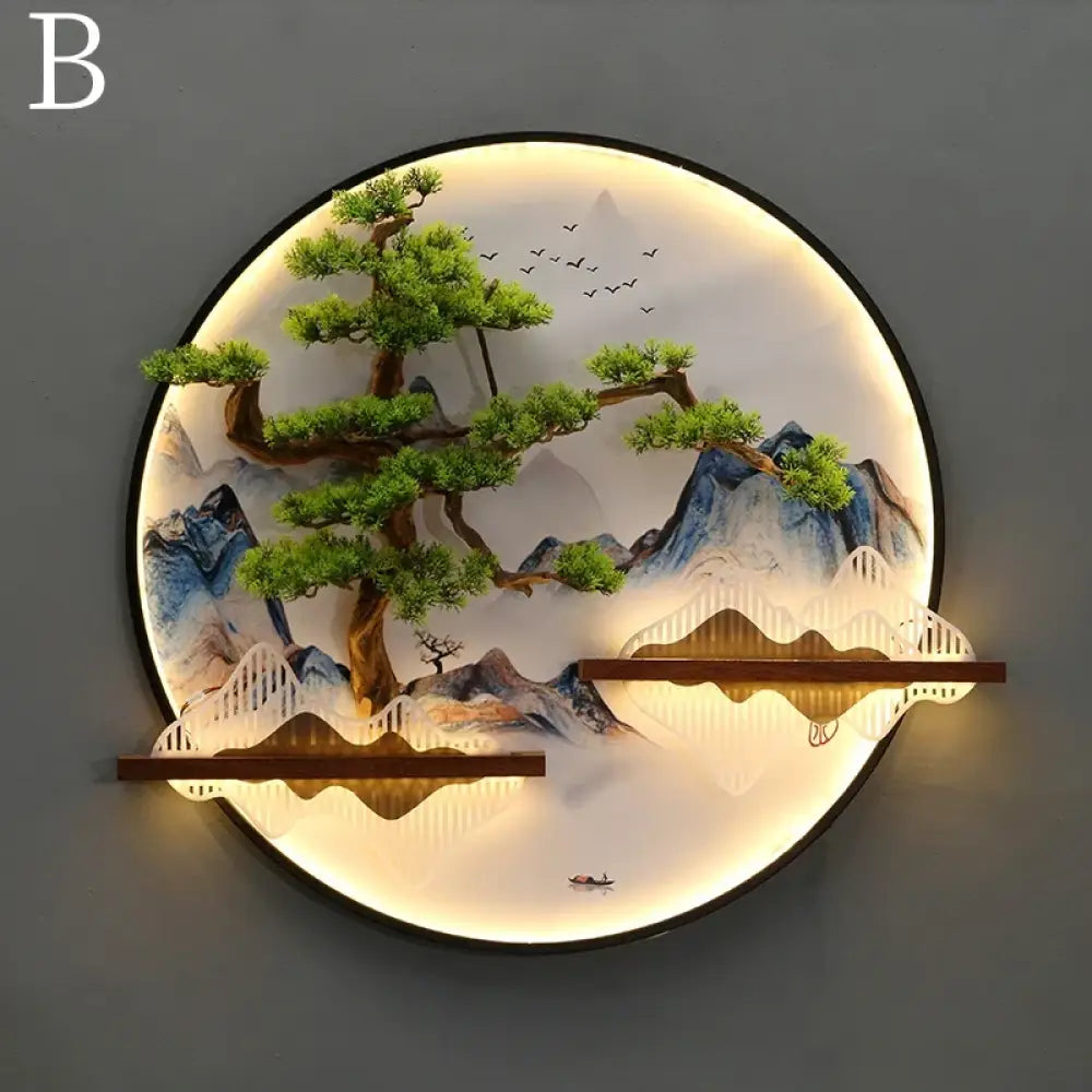 Dlight Decor Round 3D LED Wall Art Light B / Dia 80cm / Dimmable warm light|Black border Wall Art