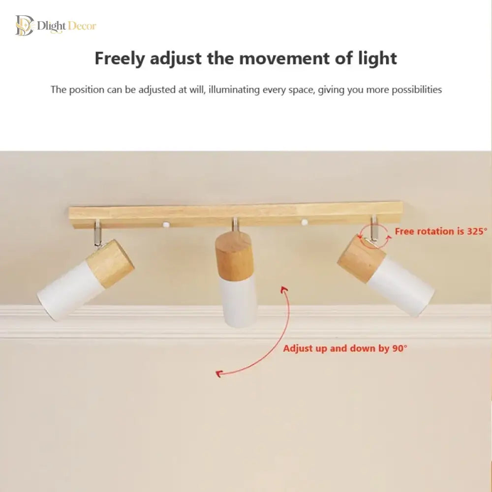 Rotatable Wooden Ceiling Lights - Adjustable Spotlight For Living Room Bedroom Dining And Cloakroom