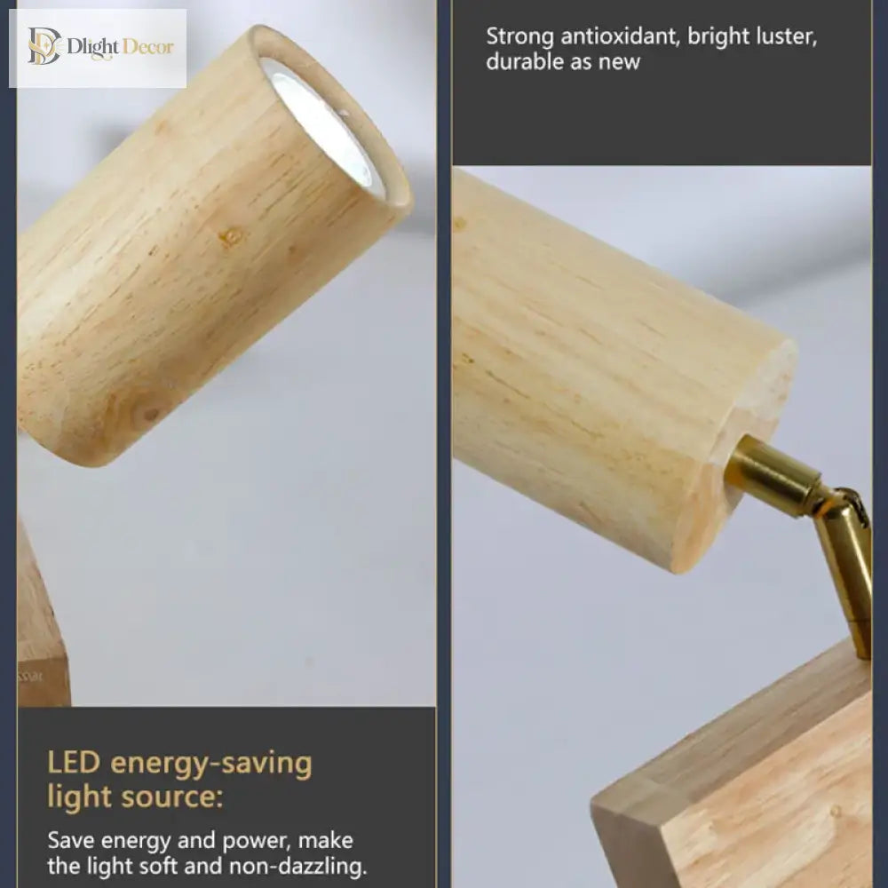 Rotatable Wooden Ceiling Lights - Adjustable Spotlight For Living Room Bedroom Dining And Cloakroom