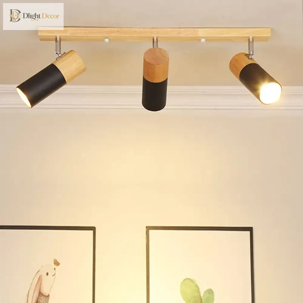 Rotatable Wooden Ceiling Lights - Adjustable Spotlight For Living Room Bedroom Dining And Cloakroom