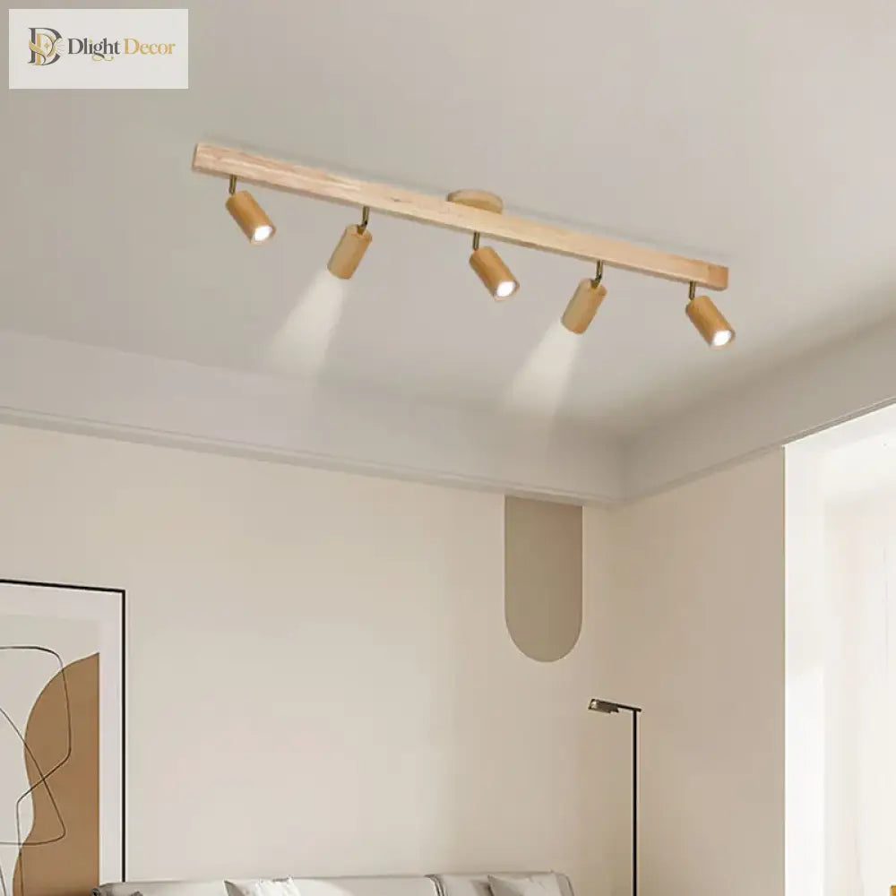 Rotatable Wooden Ceiling Lights - Adjustable Spotlight For Living Room Bedroom Dining And Cloakroom