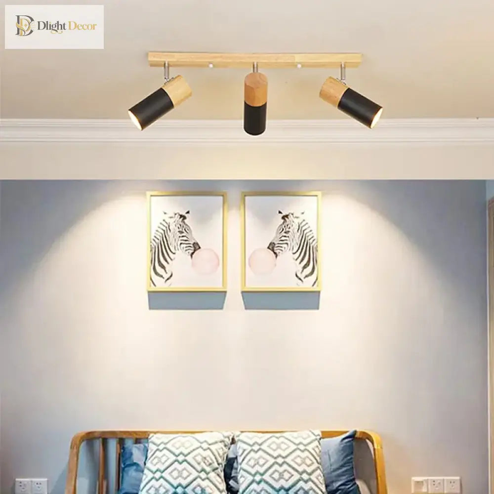Rotatable Wooden Ceiling Lights - Adjustable Spotlight For Living Room Bedroom Dining And Cloakroom