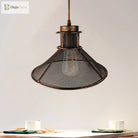 Maxwell - Industrial Cage Pendant Light With Cone Shade (Rust/Black Finish)