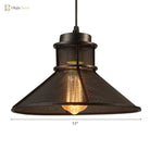 Maxwell - Industrial Cage Pendant Light With Cone Shade (Rust/Black Finish)