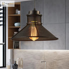 Maxwell - Industrial Cage Pendant Light With Cone Shade (Rust/Black Finish)