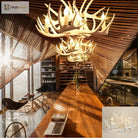 Rustic Antler Chandelier - Industrial Wind Lamps For Restaurant Internet Cafe And Hotel Decor