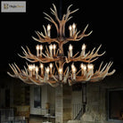 Rustic Antler Chandelier - Industrial Wind Lamps For Restaurant Internet Cafe And Hotel Decor