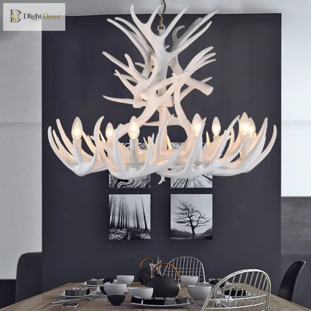 Rustic Antler Chandelier - Industrial Wind Lamps For Restaurant Internet Cafe And Hotel Decor