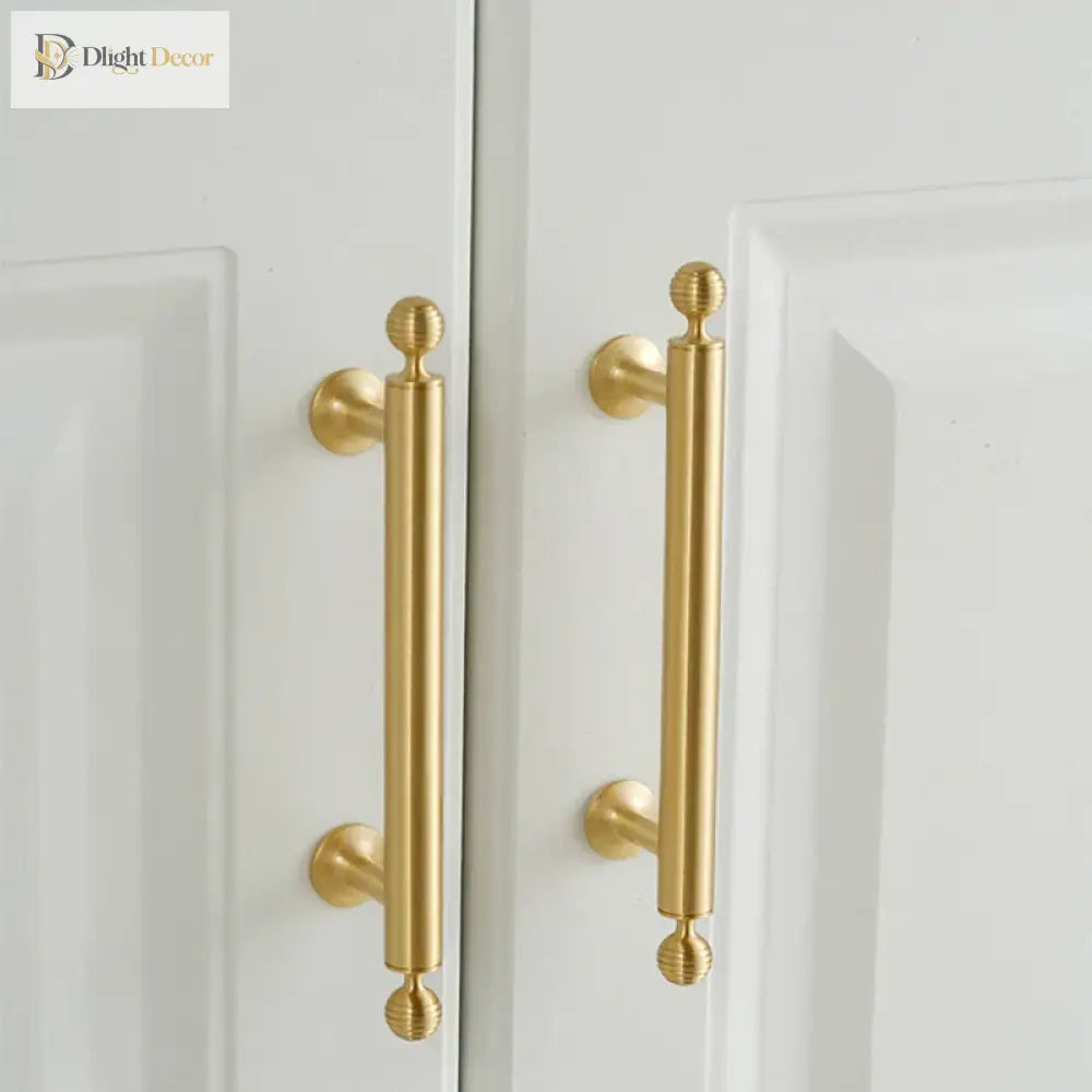 Satin Brushed Gold Brass Cabinet Handles – Modern Wardrobe and Drawer Knobs with French Style Handles