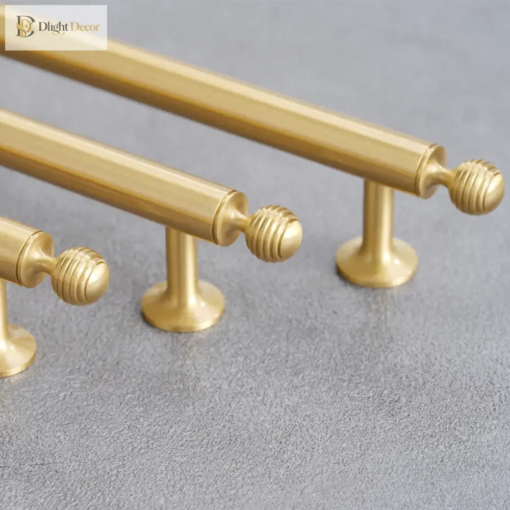 Satin Brushed Gold Brass Cabinet Handles – Modern Wardrobe and Drawer Knobs with French Style Handles