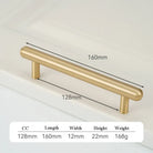 Satin Gold Brass Wardrobe Handles – Modern Drawer Knobs and Cabinet Bar Pulls (50mm-260mm) 2019-160 Handles