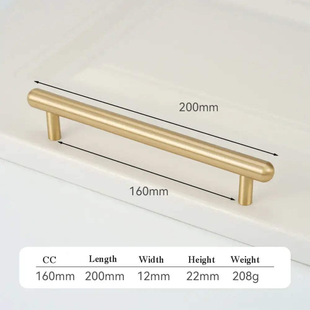 Satin Gold Brass Wardrobe Handles – Modern Drawer Knobs and Cabinet Bar Pulls (50mm-260mm) 2019-200 Handles