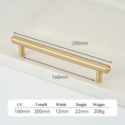 Satin Gold Brass Wardrobe Handles – Modern Drawer Knobs and Cabinet Bar Pulls (50mm-260mm) 2019-200 Handles