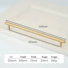 Satin Gold Brass Wardrobe Handles – Modern Drawer Knobs and Cabinet Bar Pulls (50mm-260mm) 2019-260 Handles