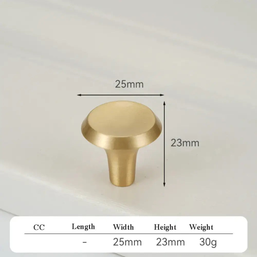 Satin Gold Brass Wardrobe Handles – Modern Drawer Knobs and Cabinet Bar Pulls (50mm-260mm) 25mm knob Handles
