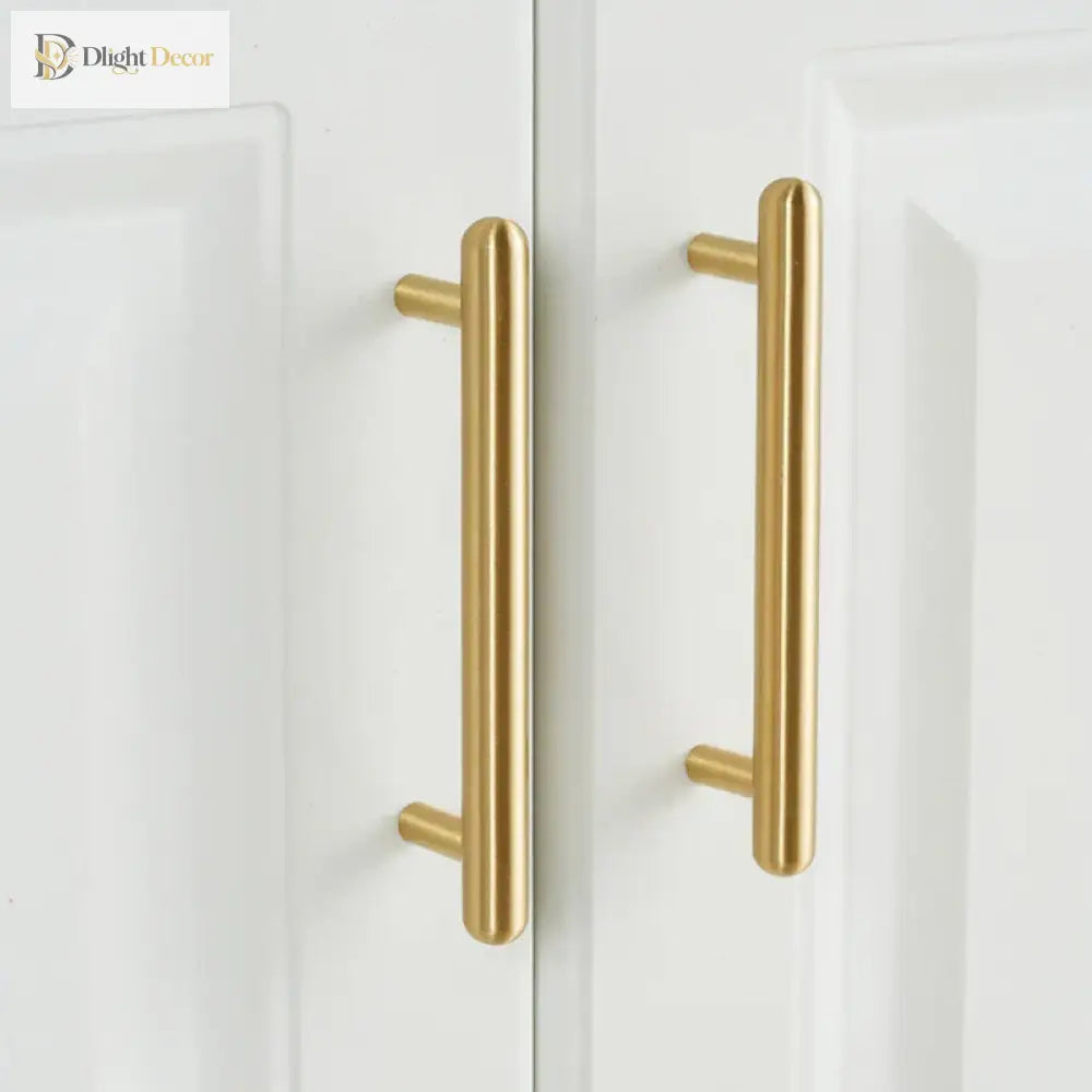 Satin Gold Brass Wardrobe Handles – Modern Drawer Knobs and Cabinet Bar Pulls (50mm-260mm) Handles