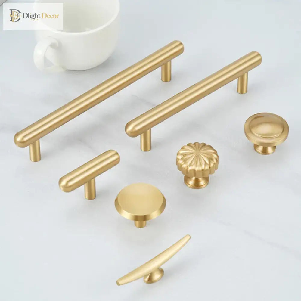 Satin Gold Brass Wardrobe Handles – Modern Drawer Knobs and Cabinet Bar Pulls (50mm-260mm) Handles