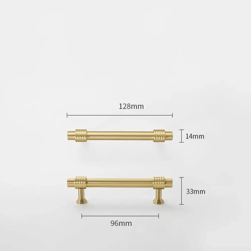 Satin Gold Furniture Handle – Solid Brass Cabinet Knobs and Drawer Pulls (50mm-358mm) 128mm length Handles